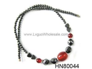 Agate Beads Pendant Hematite Beads Stone Chain Choker Fashion Women Necklace
